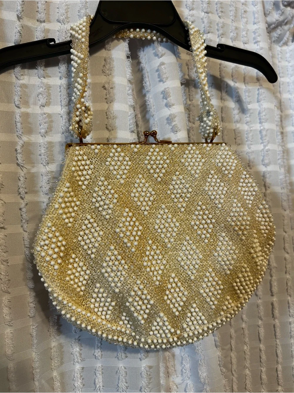 Corde’ Bead Pearl-Embellished pearl Evening Clutch w/coin purse